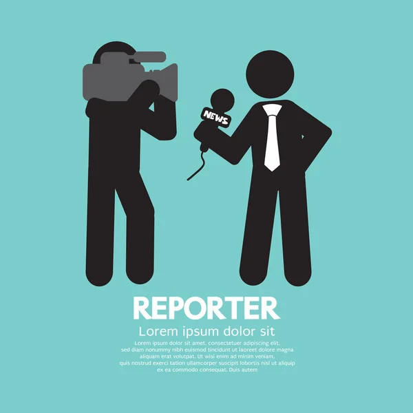 Reportero de símbolo negro Vector Ilustración — Vector de stock