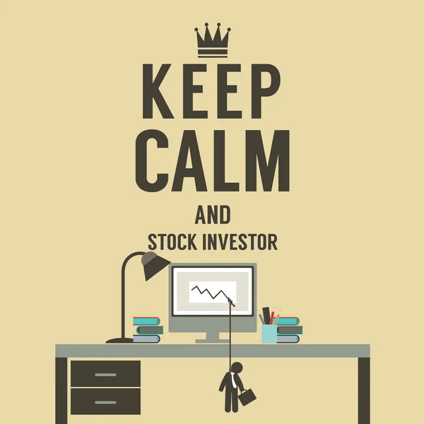 Tartsa a nyugodt és tőzsdei befektető vektoros illusztráció — Stock Vector