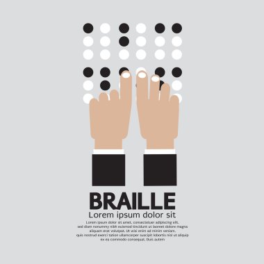 Braille Language Reading By The Blind Vector Illustration