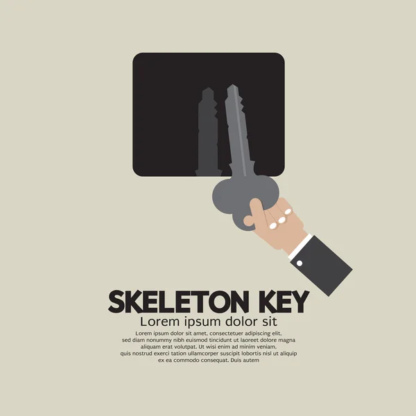 Skeleton Key In Hand Vector Illustration — 图库矢量图片