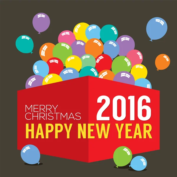 Balloons In The Box 2016 New Year Vector Illustration — Διανυσματικό Αρχείο