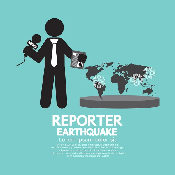 Reporter With Earthquake News Vector Illustration — 图库矢量图片