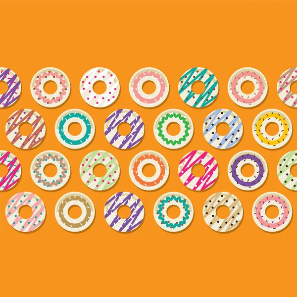 Colorful Donut Border Background Vector Illustration — Stok Vektör