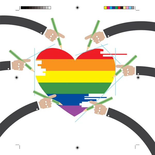Diseño LGBT con Manos Vector Ilustración — Archivo Imágenes Vectoriales