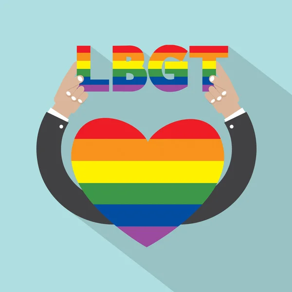 Ilustración vectorial del diseño del corazón del arco iris LGBT — Archivo Imágenes Vectoriales