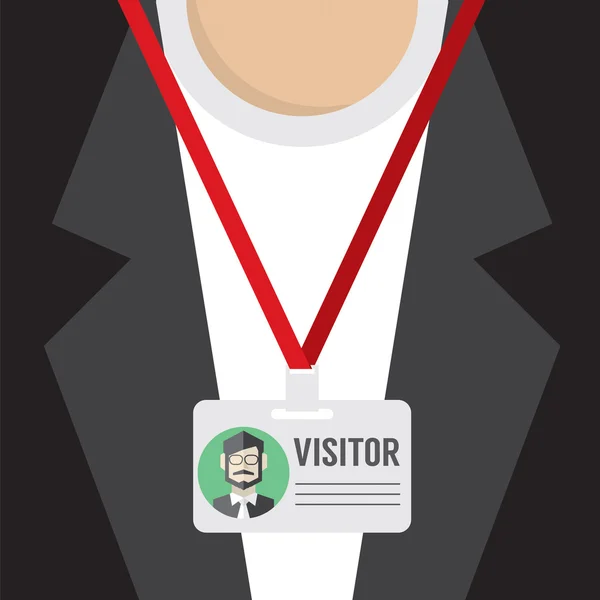 Design plano Visitor Pass Vector Ilustração —  Vetores de Stock