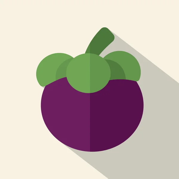 Ilustração do vetor do ícone do mangostão do projeto liso —  Vetores de Stock