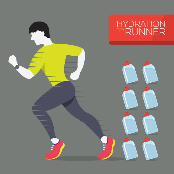 Runner avec des bouteilles d'hydratation Illustration vectorielle — Image vectorielle