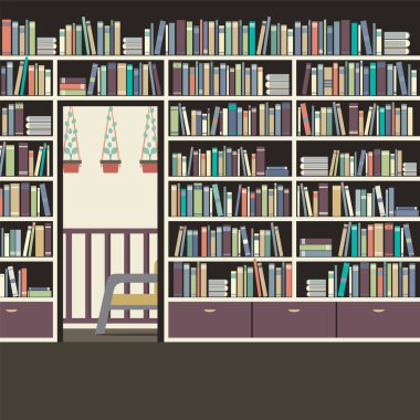 Vintage Interior Reading Room Vector Illustration clipart