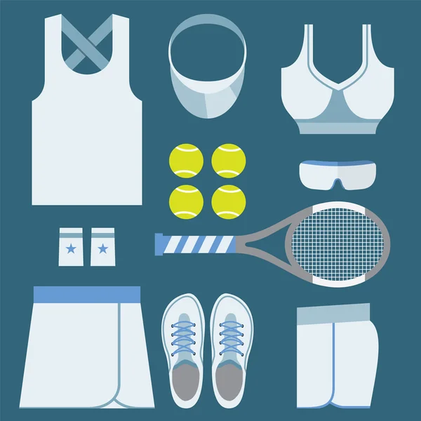 Top View Tennis Women's Gears Vector Illustration — Stock Vector