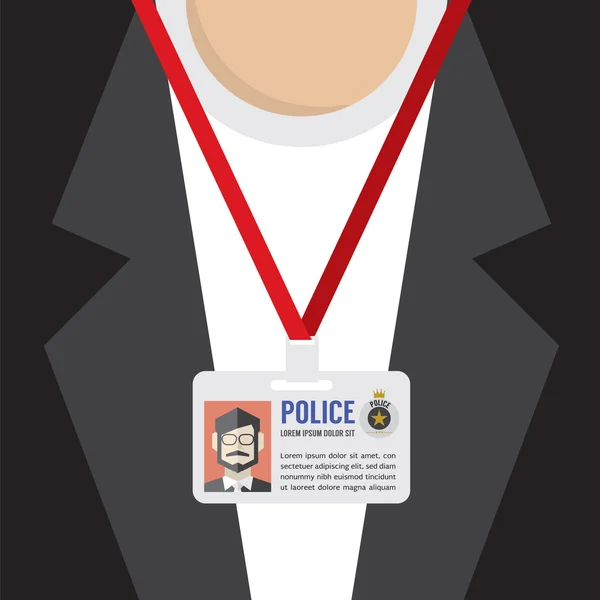 Ilustración del vector de la tarjeta de identificación policial — Vector de stock