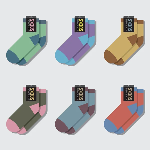 Flat Design Socks Set Vector Illustration — Stock Vector