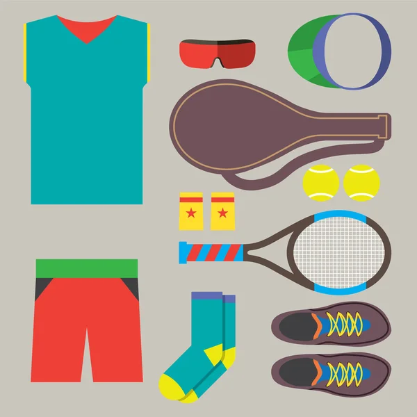 Vista dall'alto Tennis Gears Vector Illustrazione maschile — Vettoriale Stock