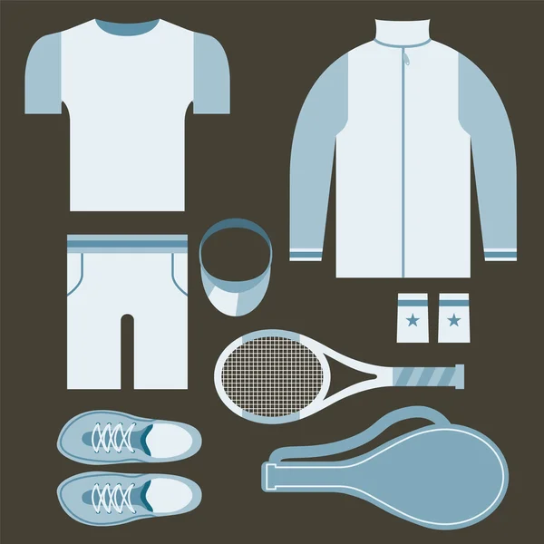 Vista dall'alto Tennis Gears Vector Illustrazione maschile — Vettoriale Stock