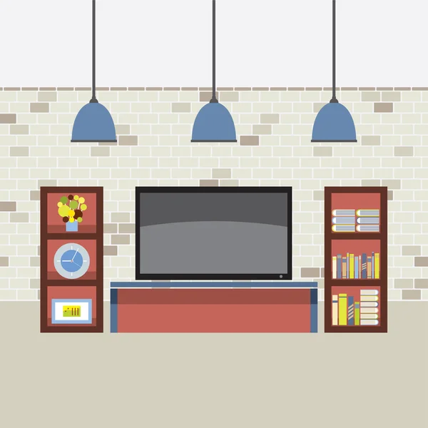 Living Room Decorated Vector Illustration — Stock Vector