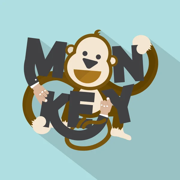 Monkey Typography Design Vector Ilustração — Vetor de Stock