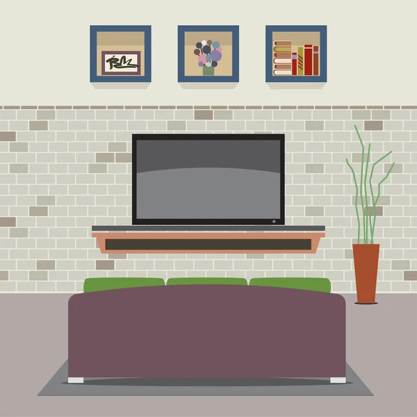Sala de estar Ilustración vectorial decorada — Vector de stock