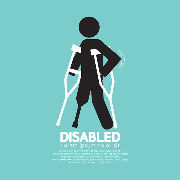 Behinderte mit Krücke schwarzes Symbol Vektor Illustration — Stockvektor