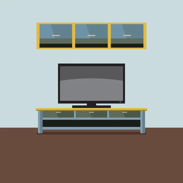Schap, TV met muur kabinet vectorillustratie — Stockvector