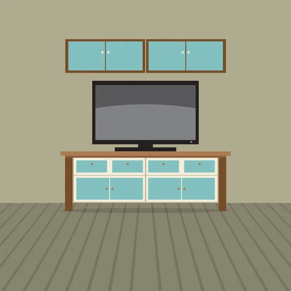 Schap, TV met muur kabinet vectorillustratie — Stockvector