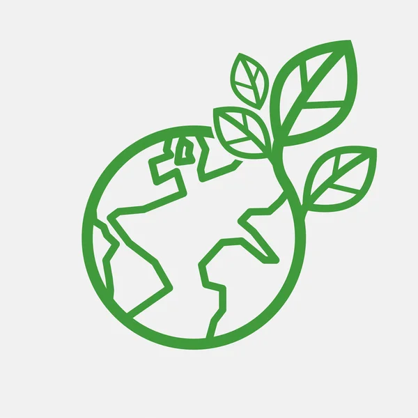 Illustration vectorielle de concept d'économie d'énergie de la Terre avec feuilles vertes — Image vectorielle