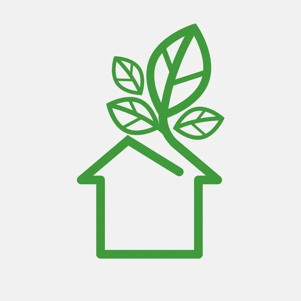 Casa con hojas verdes Ecología Concepto Vector Ilustración — Archivo Imágenes Vectoriales