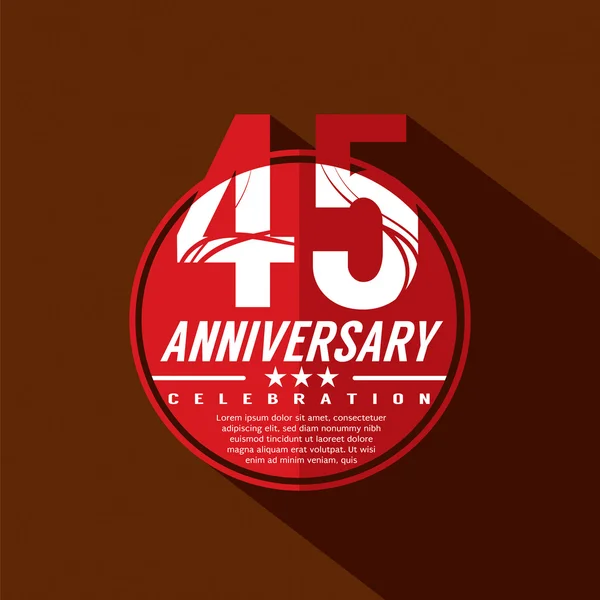 45 anni Anniversario Celebrazione Design — Vettoriale Stock