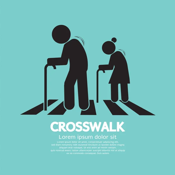 Idosos no Crosswalk Símbolo Ilustração vetorial —  Vetores de Stock