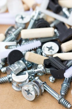 Çeşitli vida cıvata ve Koç boynuzu.