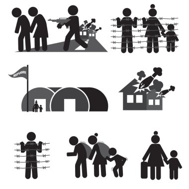 Refugee Icon Set Vector Illustration. clipart