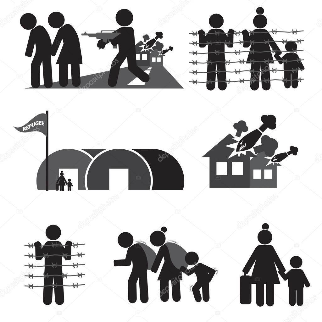 Refugee Icon Set Vector Illustration.