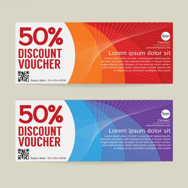 50% desconto voucher modelo moderno Design Vector Ilustração — Vetor de Stock