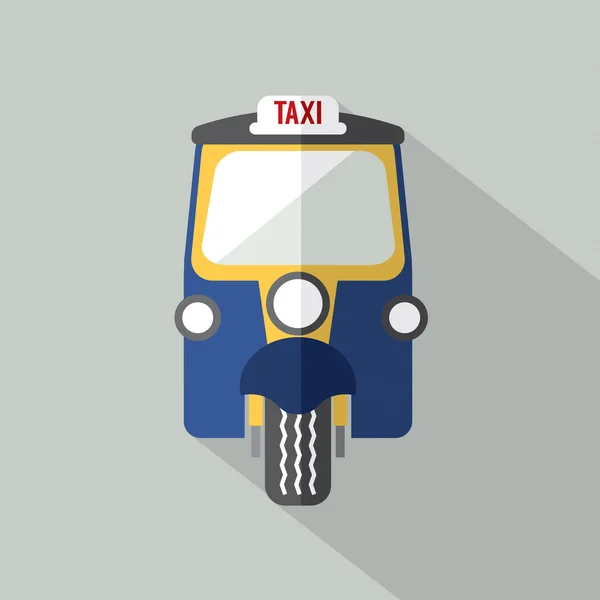 Tre hjulingar Taxi framifrån vektor Illustration — Stock vektor