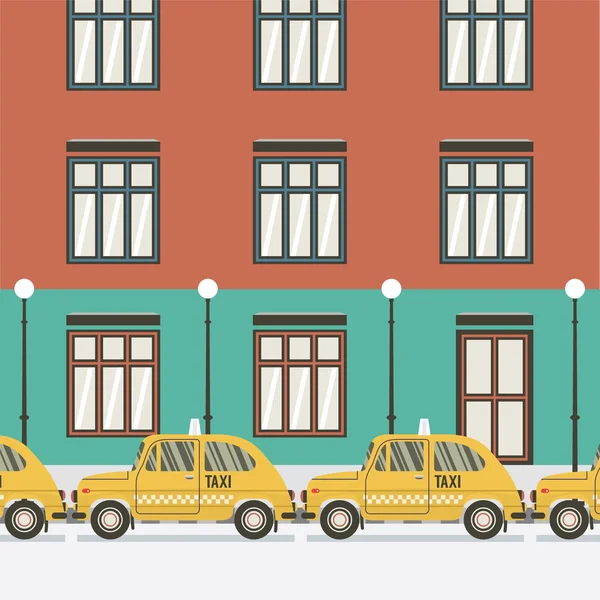 Flaches Design gelb Taxi Vektor Illustration — Stockvektor
