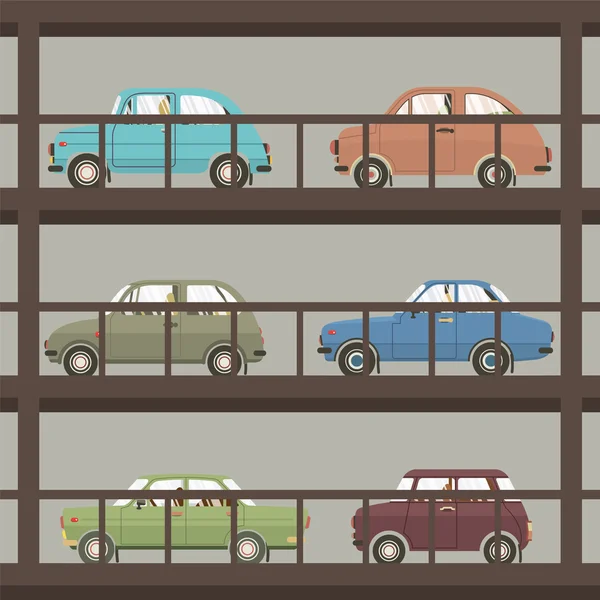 Autos im Parkhaus Vektor Illustration — Stockvektor