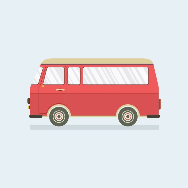 Flat Design Red Van Vector Illustration — Stock Vector