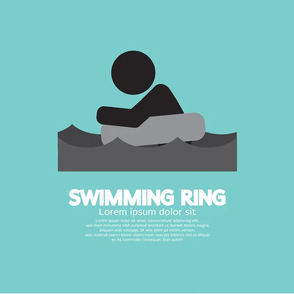 Black Symbol Swimming Ring Vector Illustration — Stock Vector