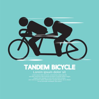 Siyah sembolü Tandem Bisiklet vektör çizim