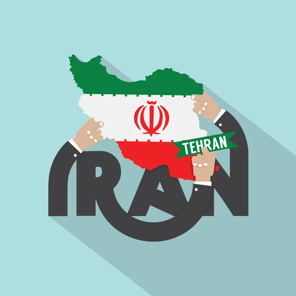 Teheran Kota Ibukota Iran Typography Design Vector Illustr - Stok Vektor