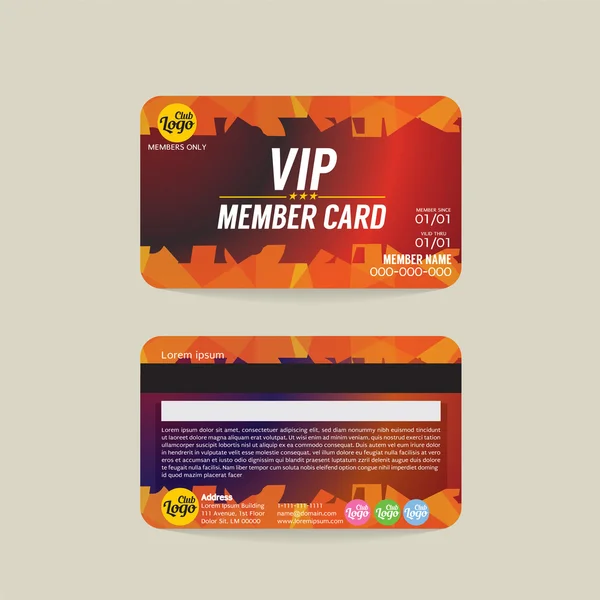 Modèle de carte de membre VIP avant et arrière Illustration vectorielle — Image vectorielle