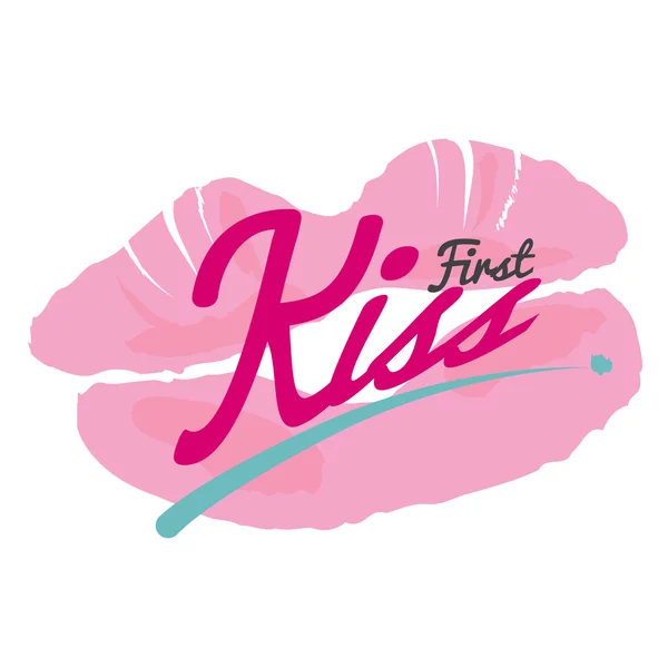 First Kiss Lipstick Kiss On White Background Vector Illustration — Stock Vector