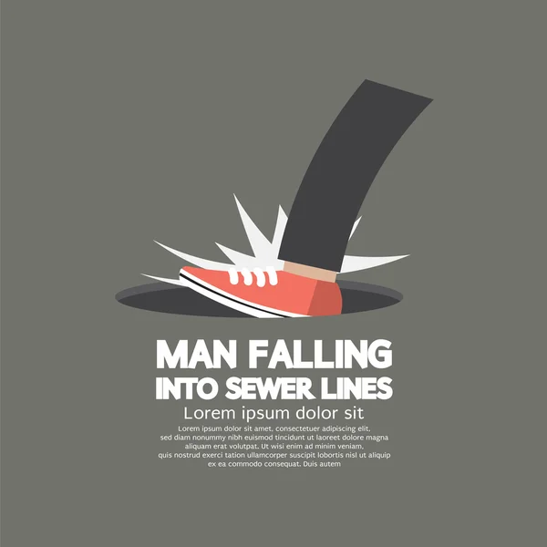 Man Falling Into Sewer Lines Vector Illustration — Stock Vector