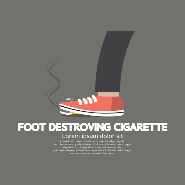 Foot Destroying Cigarette Vector Ilustração — Vetor de Stock