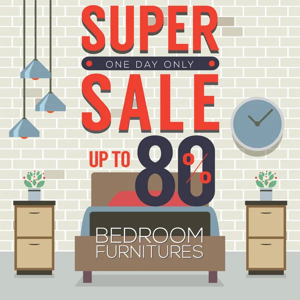 Muebles Super Venta Hasta 80 por ciento Vector Ilustración — Vector de stock