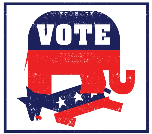 Verkiezingen concept, partijen olifanten en ezels — Stockvector