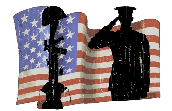 Soldato caduto, bandiera americana Grafiche Vettoriali