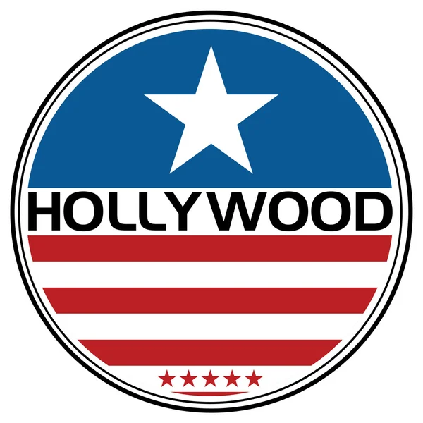 Bandiera americana ovale con Hollywood — Vettoriale Stock