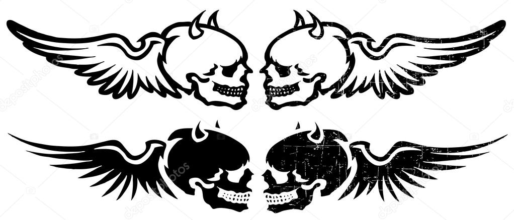 Vector illustration design of danger devil skulls logos isolated on white background
