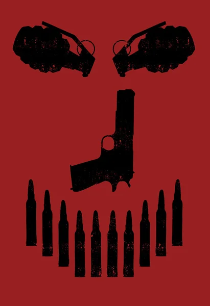 Logo rojo y negro con arma — Vector de stock