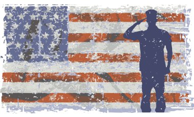 Marine  with flag on background clipart
